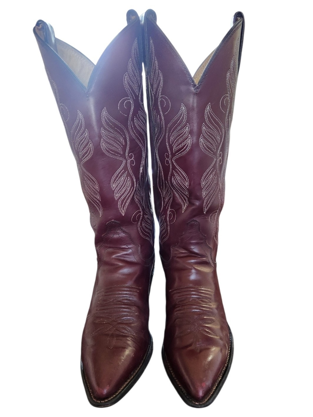Justin Rare Vintage Oxblood Brown Leather Cowboy Boots, Women's 7B - Picture 5 of 10